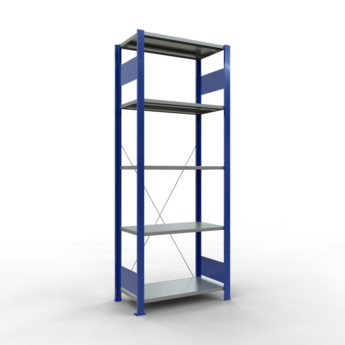 Fachbodenregal SCHULTE | enzianblau | Stecksystem | Grundregal | H 2000 x T 400 x L 750 mm | 5 Fachböden | Fachlast 150 kg