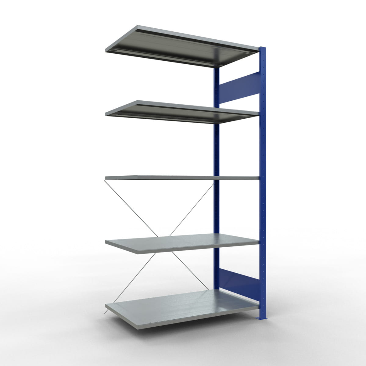 Fachbodenregal SCHULTE | enzianblau | Stecksystem | Anbauregal | H 2000 x T 600 x L 1000 mm | 5 Fachböden | Fachlast 150 kg
