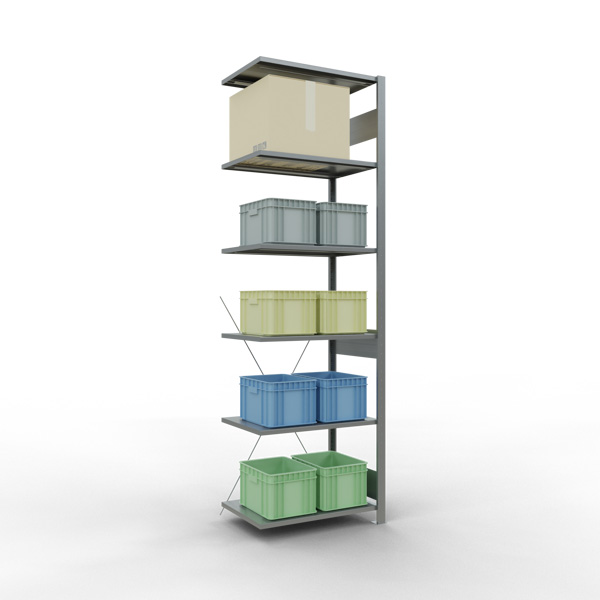 Fachbodenregal SCHULTE | Stecksystem | Anbauregal | H 2500 x T 500 x L 750 mm | 6 Fachböden | Fachlast 150 kg