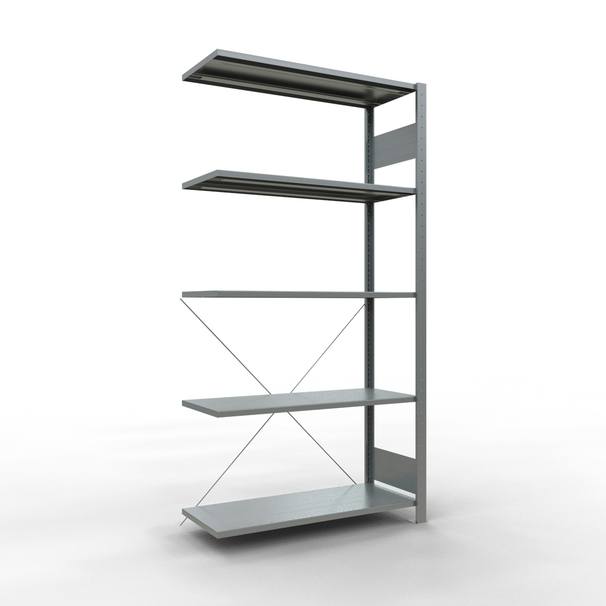 Fachbodenregal SCHULTE | Stecksystem | Anbauregal | H 2000 x T 400 x L 1000 mm | 5 Fachböden | Fachlast 150 kg