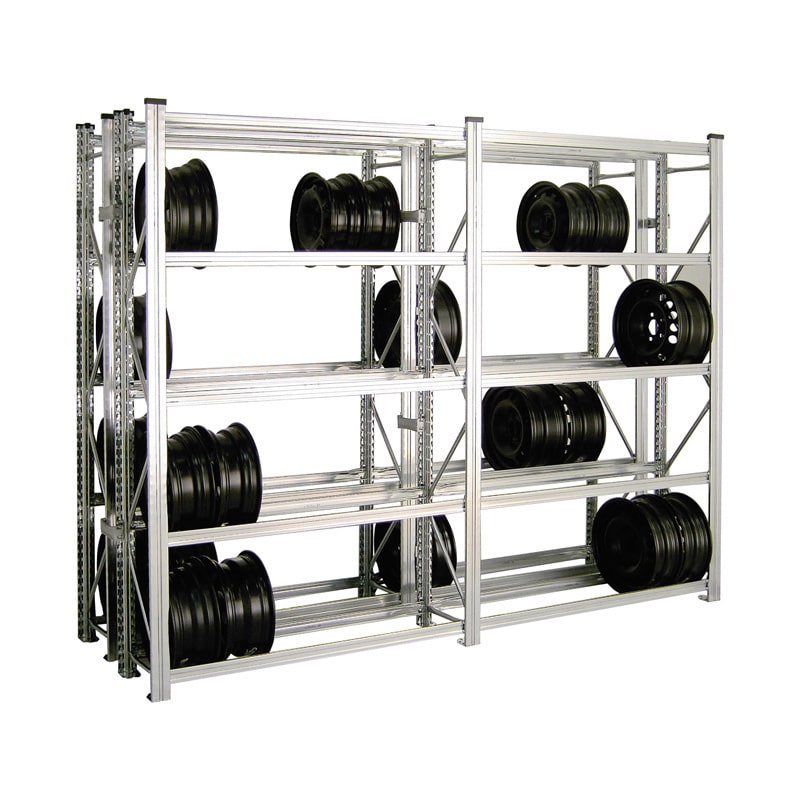 Felgenregal UNIRACK | Anbauregal | H 2500 x T 300 x L 900 mm | 6 Ebenen | Fachlast 200 kg | bis zu 36 Felgen