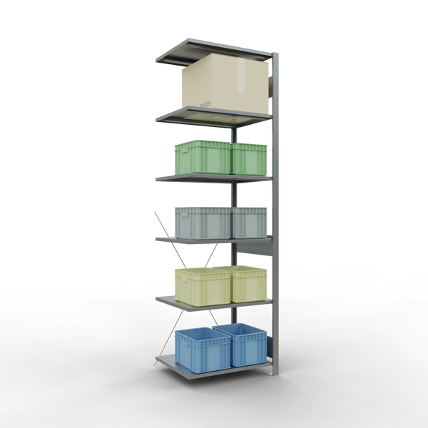 Fachbodenregal SCHULTE | Stecksystem | Anbauregal | H 2500 x T 600 x L 750 mm | 6 Fachböden | Fachlast 150 kg