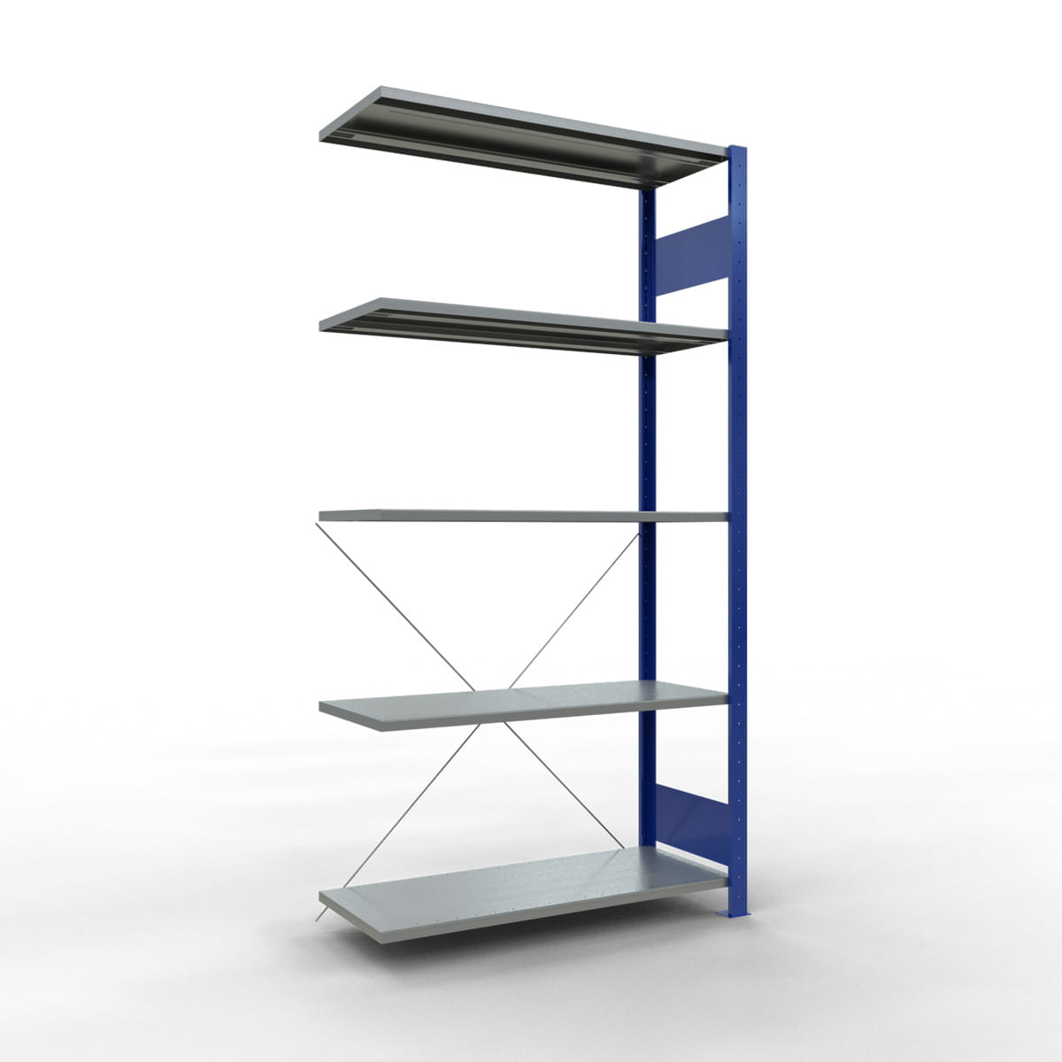 Fachbodenregal SCHULTE | enzianblau | Stecksystem | Anbauregal | H 2000 x T 400 x L 1000 mm | 5 Fachböden | Fachlast 150 kg
