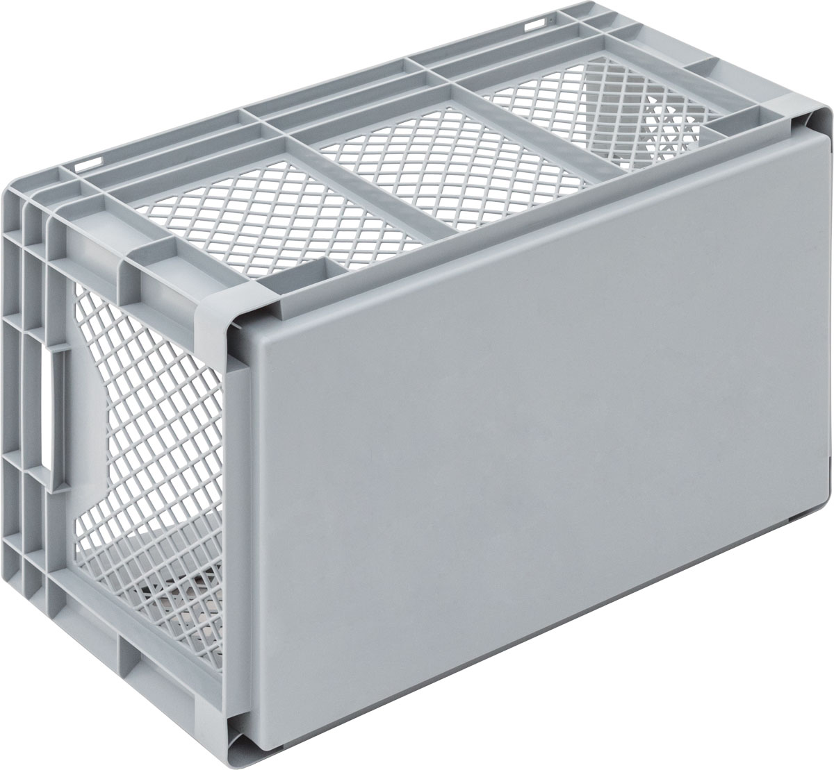 Eurobehälter NEWBOX | 600x400x320 mm | Boden geschlossen | Seitenwände durchbrochen