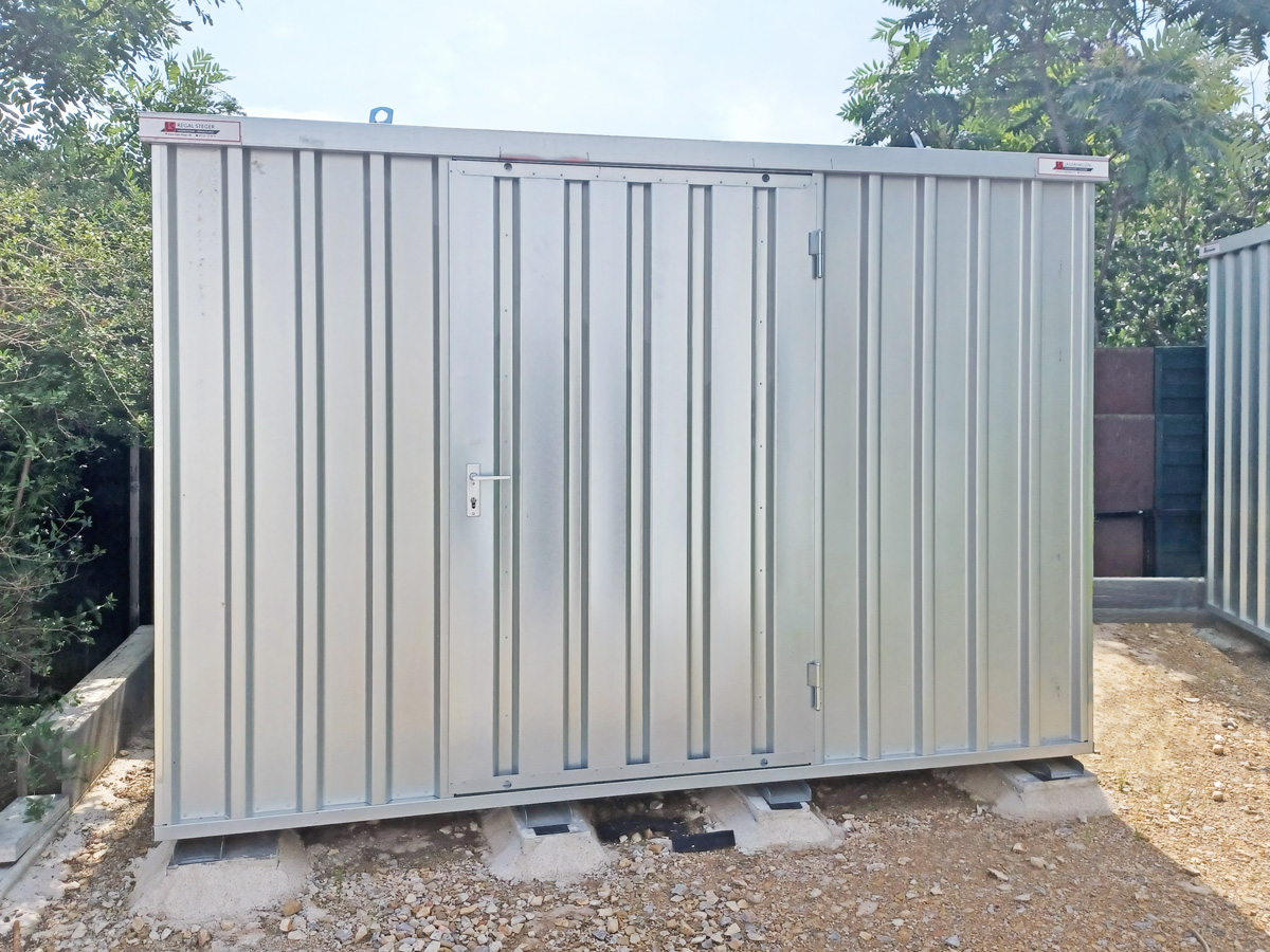 Lagercontainer Schnellbaucontainer SC3000 | H 2100 x B 2100 x T 3100 mm | Tür längsseitig 1-flügelig