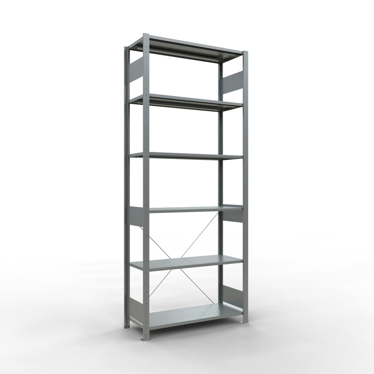 Fachbodenregal SCHULTE | Stecksystem | Grundregal | H 2500 x T 400 x L 1000 mm | 6 Fachböden | Fachlast 150 kg