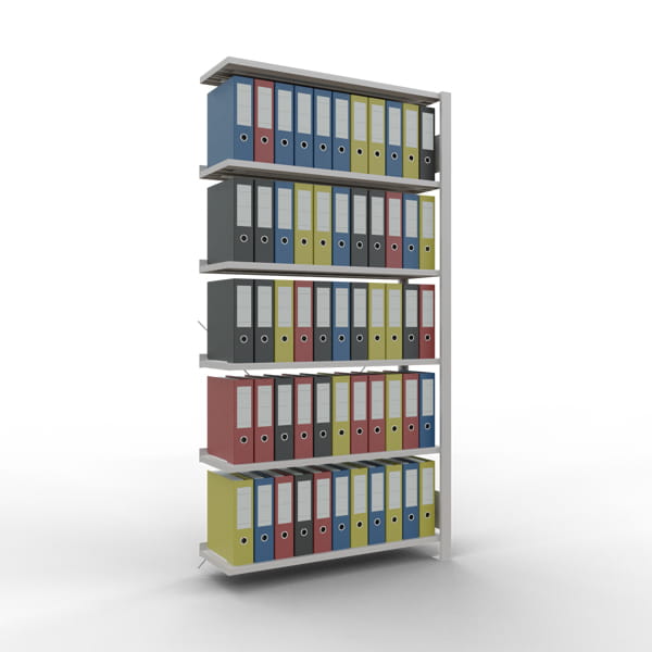 Büroregal SCHULTE | Anbauregal | H 2000 x T 300 x L 1000 mm | für 60 Ordner | 6 Fachböden | einseitig | lackiert
