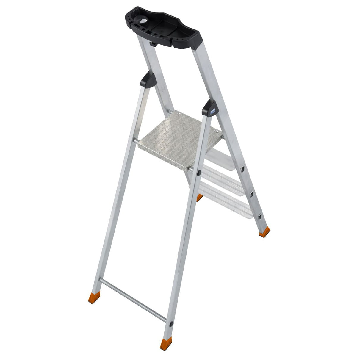 Stufen-Stehleiter | Aluminium | Arbeitshöhe 2,85 m | einseitig begehbar | 4 Stufen