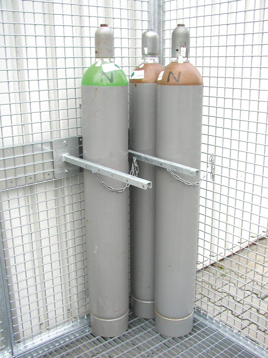Gasflaschenhalter mit Kettensicherung | für Gasflaschencontainer | L 850 x B 35 x H 140 mm | feuerverzinkt