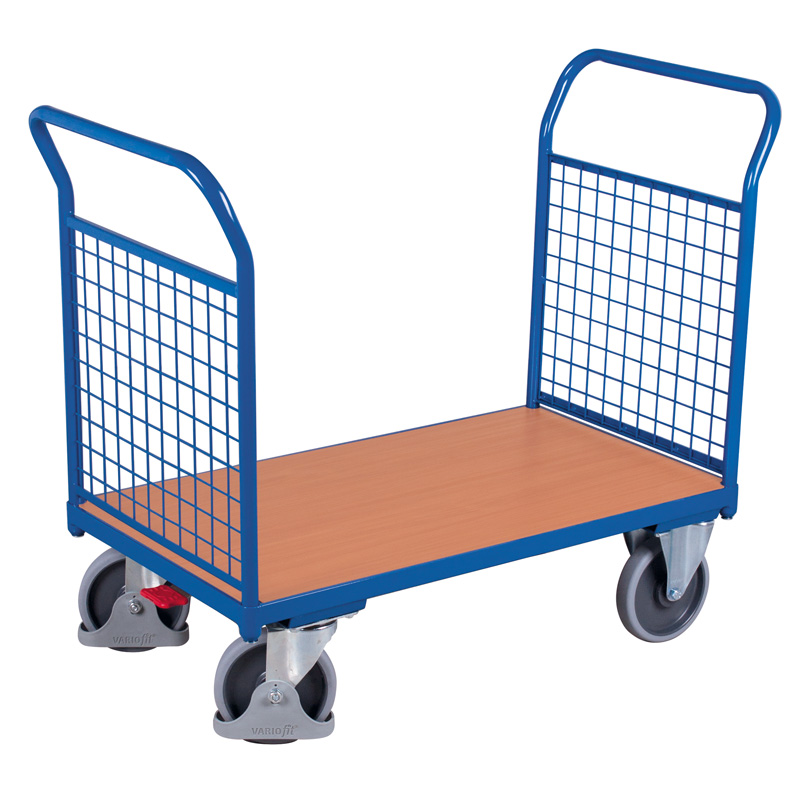 Schiebebügelwagen Transportwagen | 500 kg | H 1015 x T 700 x B 1190 mm | 2 Stirnwände Drahtgitter