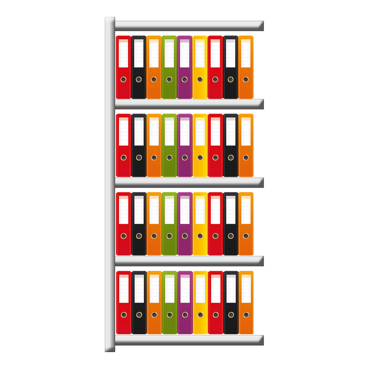 Büroregal SCHULTE | Anbauregal | H 1800 x T 300 x L 750 mm | für 36 Ordner | 5 Fachböden | einseitig | lackiert