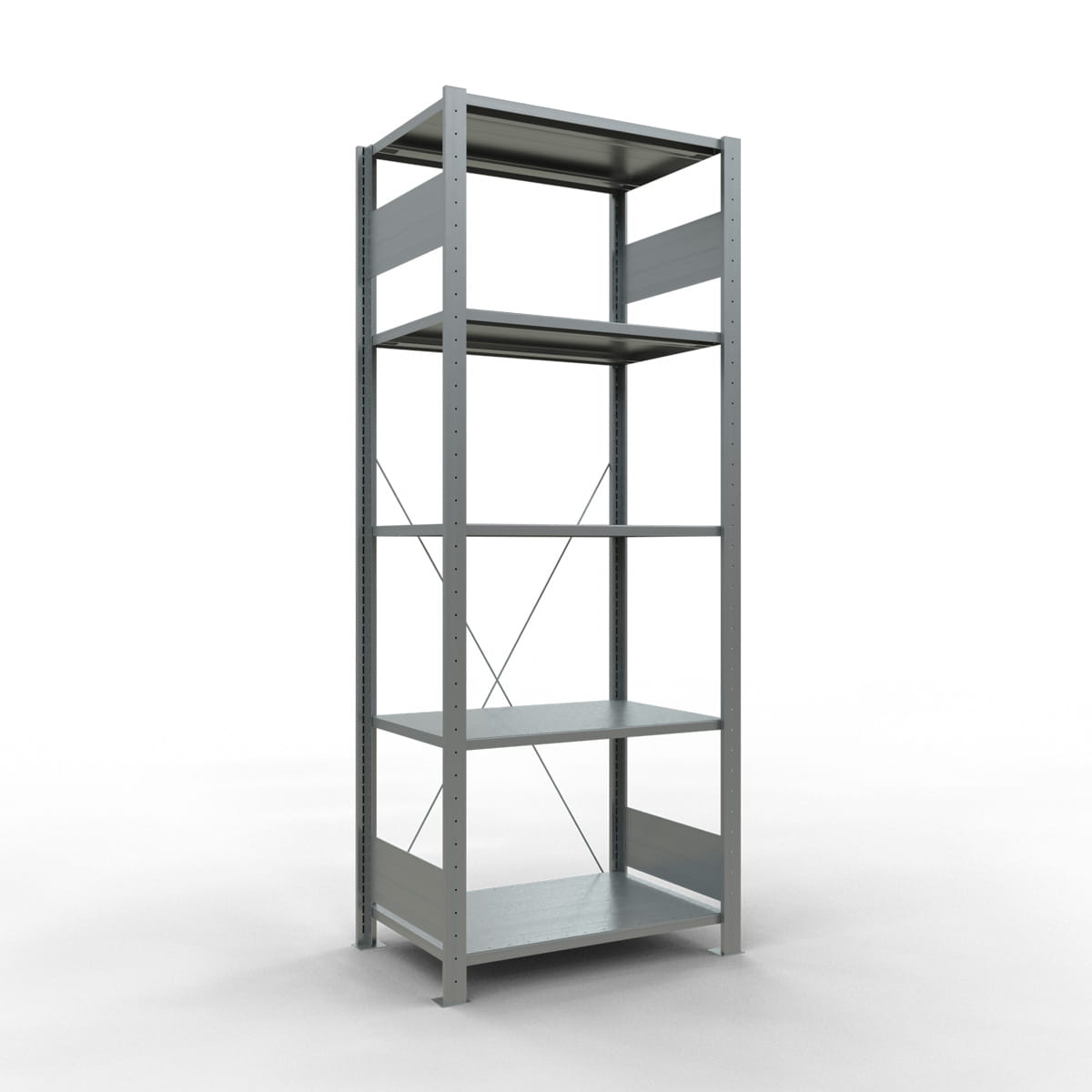 Fachbodenregal SCHULTE | Stecksystem | Grundregal | H 2000 x T 500 x L 750 mm | 5 Fachböden | Fachlast 150 kg