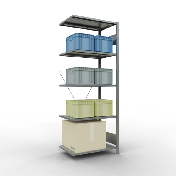 Fachbodenregal SCHULTE | Stecksystem | Anbauregal | H 2000 x T 500 x L 750 mm | 5 Fachböden | Fachlast 150 kg