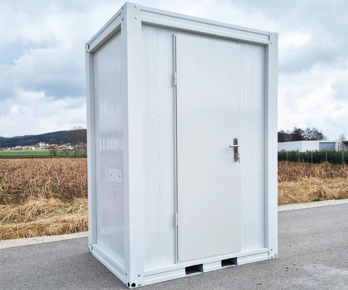 Sanitärcontainer SCE RAL 9002 Grauweiß | H 2335 x B 1650 x T 1200 mm | Tür einflügelig