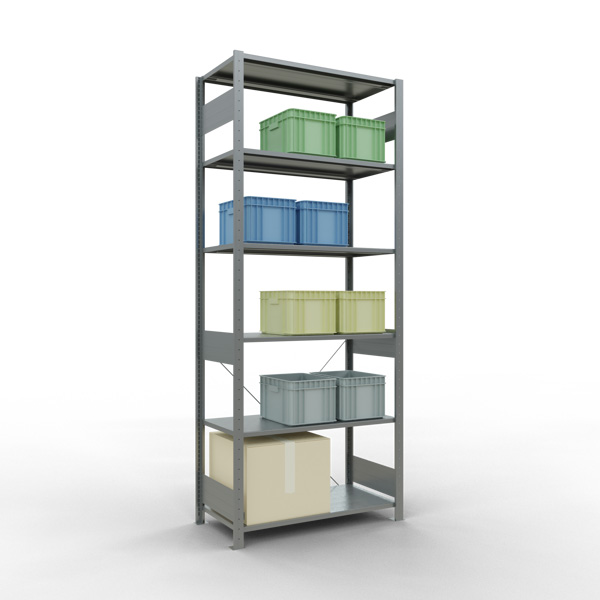 Fachbodenregal SCHULTE | Stecksystem | Grundregal | H 2500 x T 500 x L 1000 mm | 6 Fachböden | Fachlast 150 kg