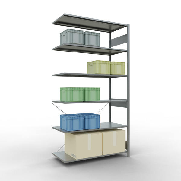 Fachbodenregal SCHULTE | Stecksystem | Anbauregal | H 2500 x T 600 x L 1300 mm | 6 Fachböden | Fachlast 150 kg