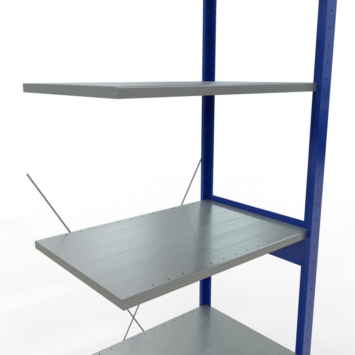 Fachbodenregal SCHULTE | enzianblau | Stecksystem | Anbauregal | H 2500 x T 500 x L 750 mm | 6 Fachböden | Fachlast 150 kg