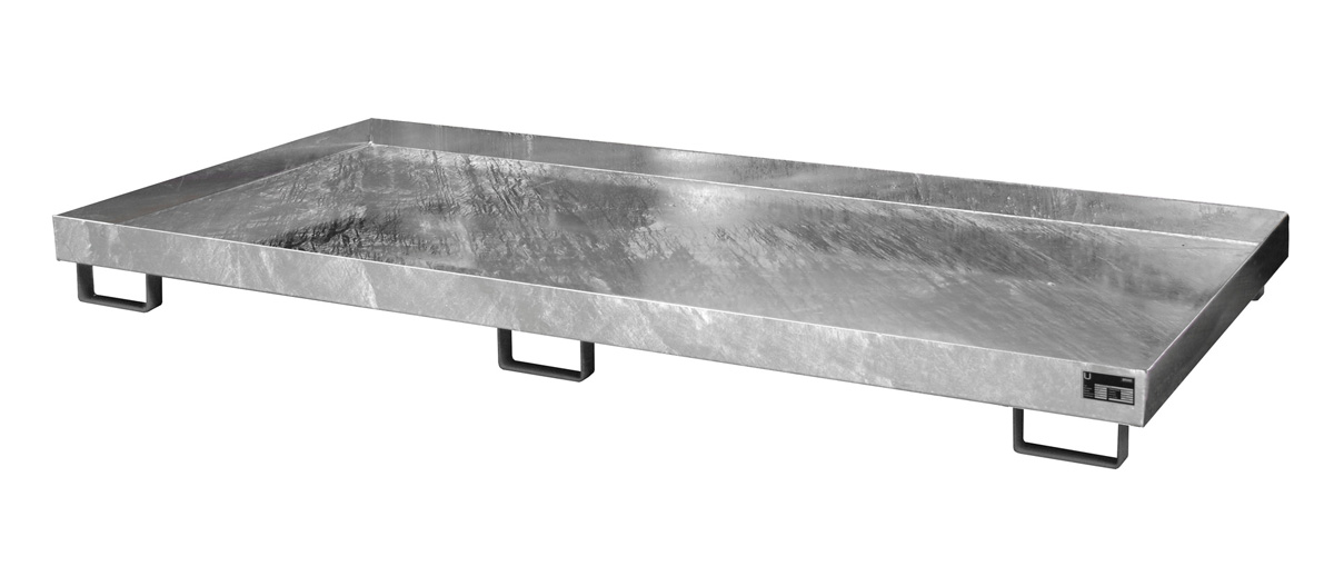 Auffangwanne für Gefahrstoffe für Palettenregal Balkenlänge 2700 mm | L 2650 x T 1300 x H 210 mm | ohne Gitterrost
