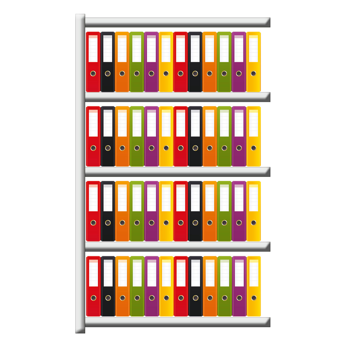 Büroregal SCHULTE | Anbauregal | H 1800 x T 300 x L 1000 mm | für 48 Ordner | 5 Fachböden | einseitig | lackiert