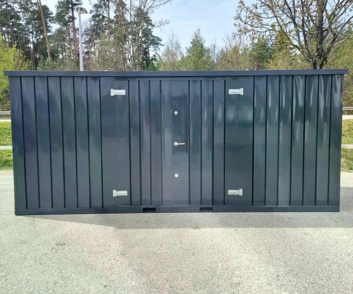 Materialcontainer MC6 lackiert RAL 7016 Anthrazitgrau | H 2090 x B 2142 x T 5882 mm | Tür längsseitig zweiflügelig