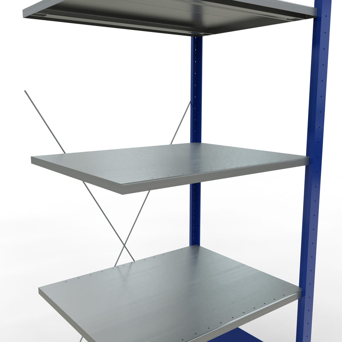 Fachbodenregal SCHULTE | enzianblau | Stecksystem | Anbauregal | H 2000 x T 600 x L 750 mm | 5 Fachböden | Fachlast 150 kg