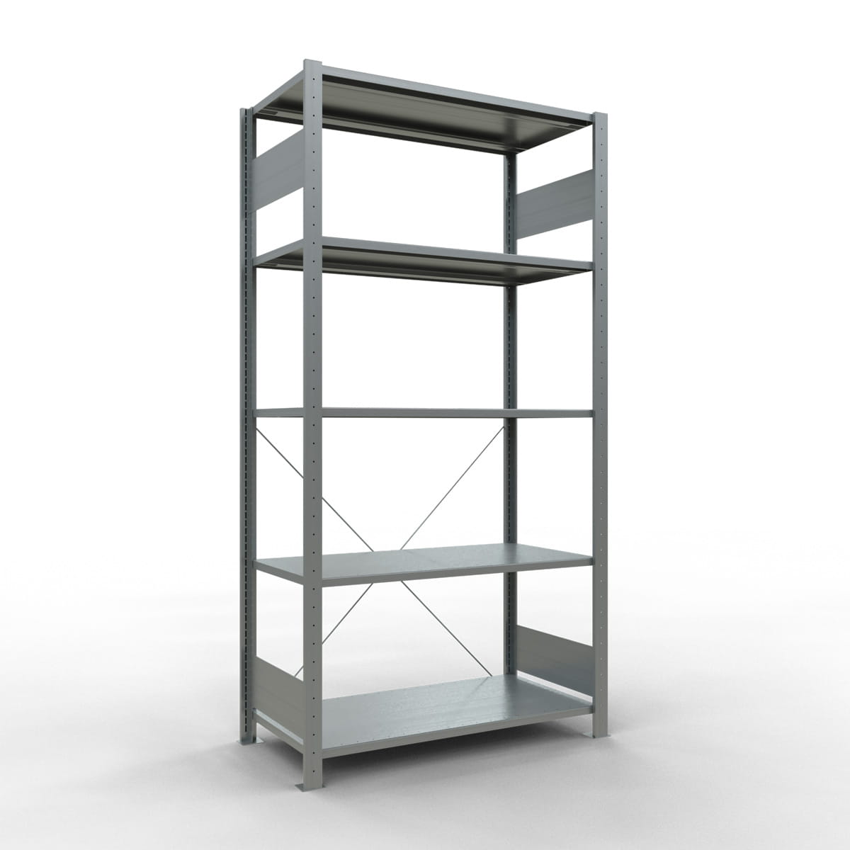 Fachbodenregal SCHULTE | Stecksystem | Grundregal | H 2000 x T 500 x L 1000 mm | 5 Fachböden | Fachlast 150 kg