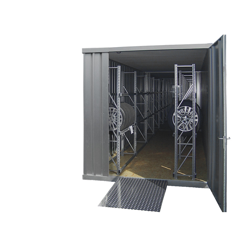Reifencontainer Reifenlagercontainer RC40 | H 2445 x B 2300 x T 12200 mm | Tür stirnseitig 1-flügelig