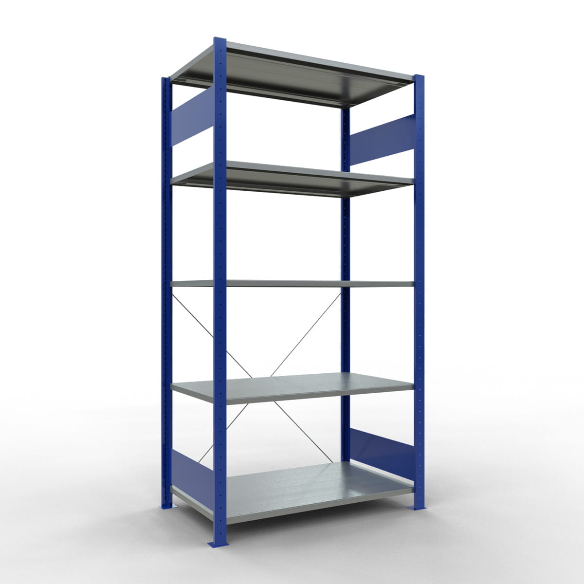 Fachbodenregal SCHULTE | enzianblau | Stecksystem | Grundregal | H 2000 x T 600 x L 1000 mm | 5 Fachböden | Fachlast 150 kg
