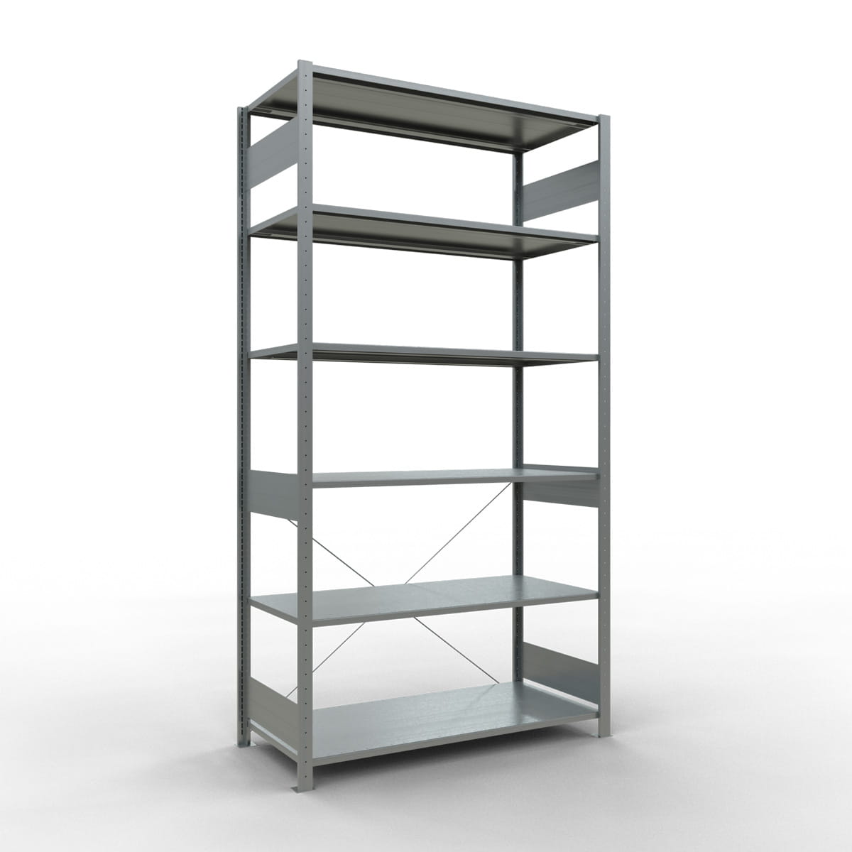 Fachbodenregal SCHULTE | Stecksystem | Grundregal | H 2500 x T 600 x L 1300 mm | 6 Fachböden | Fachlast 150 kg