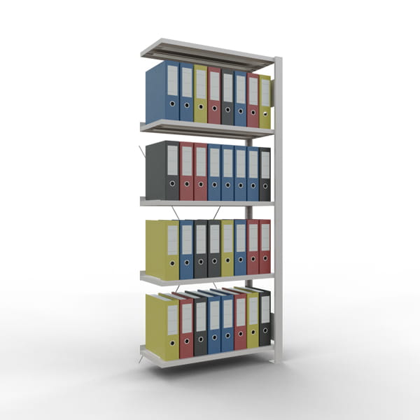 Büroregal SCHULTE | Anbauregal | H 1800 x T 300 x L 750 mm | für 36 Ordner | 5 Fachböden | einseitig | lackiert