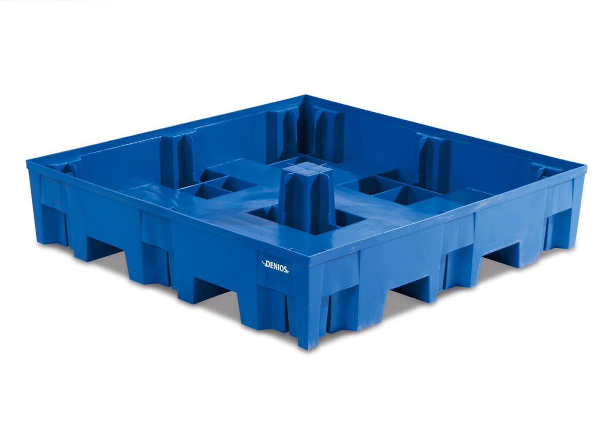 Auffangwanne aus Polyethylen | B 1235 x T 1235 x H 275 mm | für 4 Fässer à 200 Liter