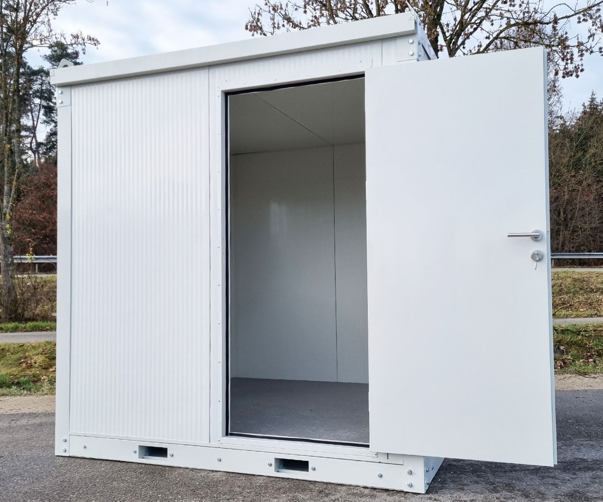 Bürocontainer BC2 RAL 9002 Grauweiß | H 2460 x B 2450 x T 2250 mm | Tür einflügelig