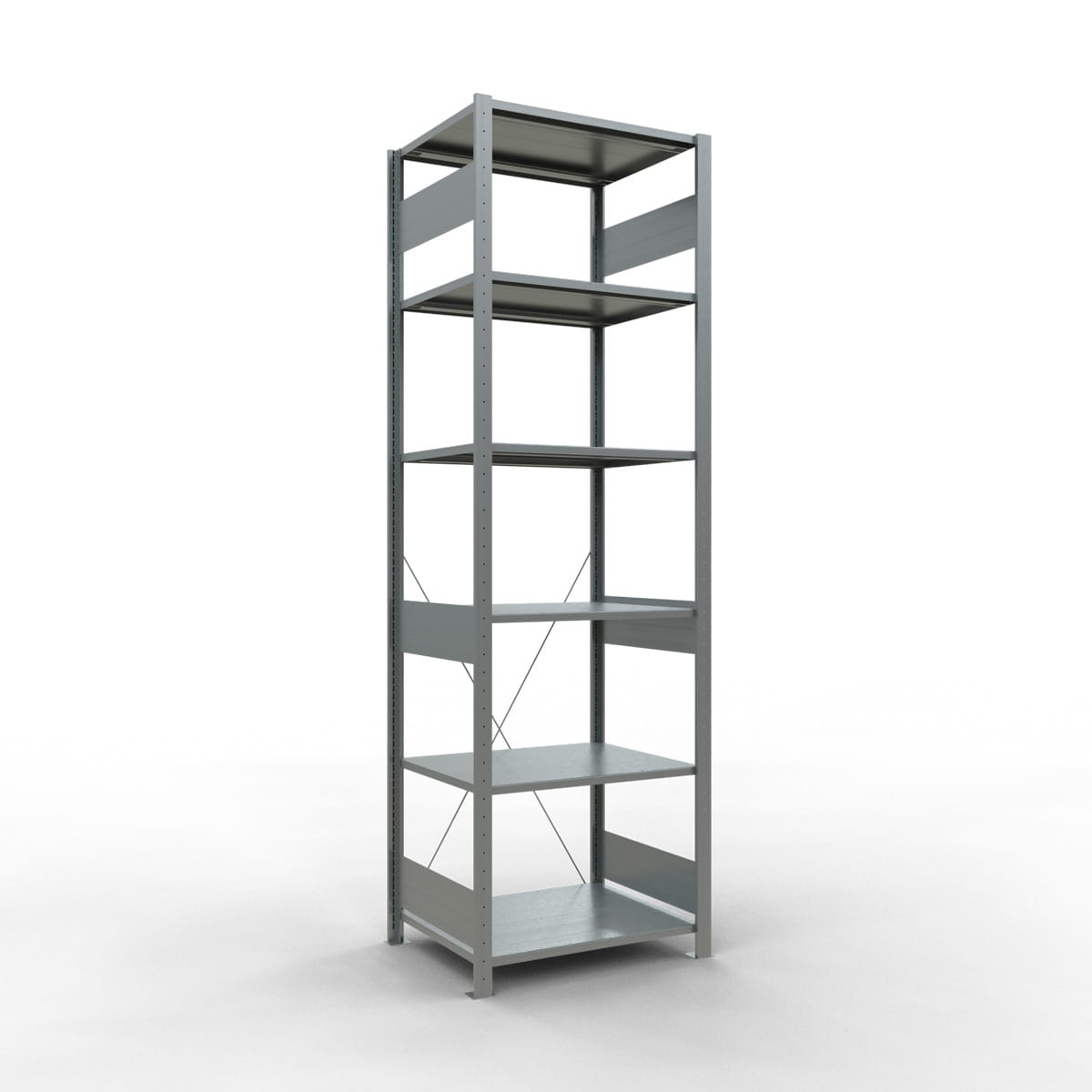 Fachbodenregal SCHULTE | Stecksystem | Grundregal | H 2500 x T 600 x L 750 mm | 6 Fachböden | Fachlast 150 kg