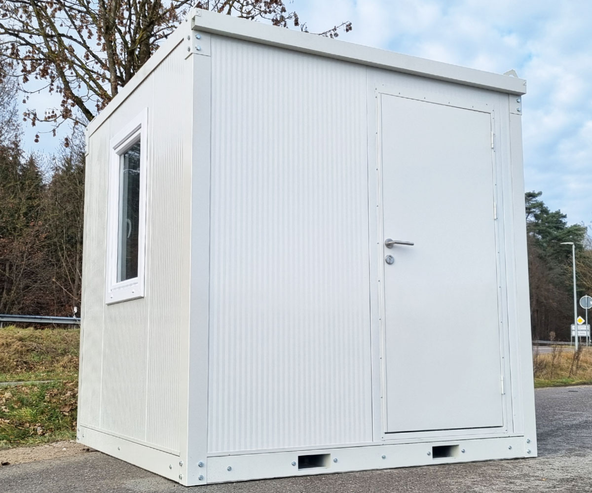 Bürocontainer BC2 RAL 9002 Grauweiß | H 2460 x B 2450 x T 2250 mm | Tür einflügelig