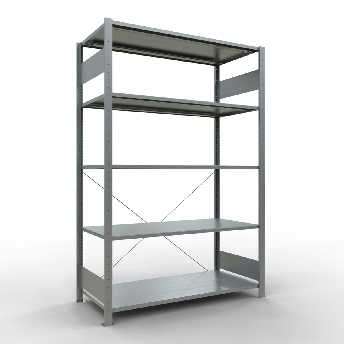 Fachbodenregal SCHULTE | Stecksystem | Grundregal | H 2000 x T 600 x L 1300 mm | 5 Fachböden | Fachlast 150 kg