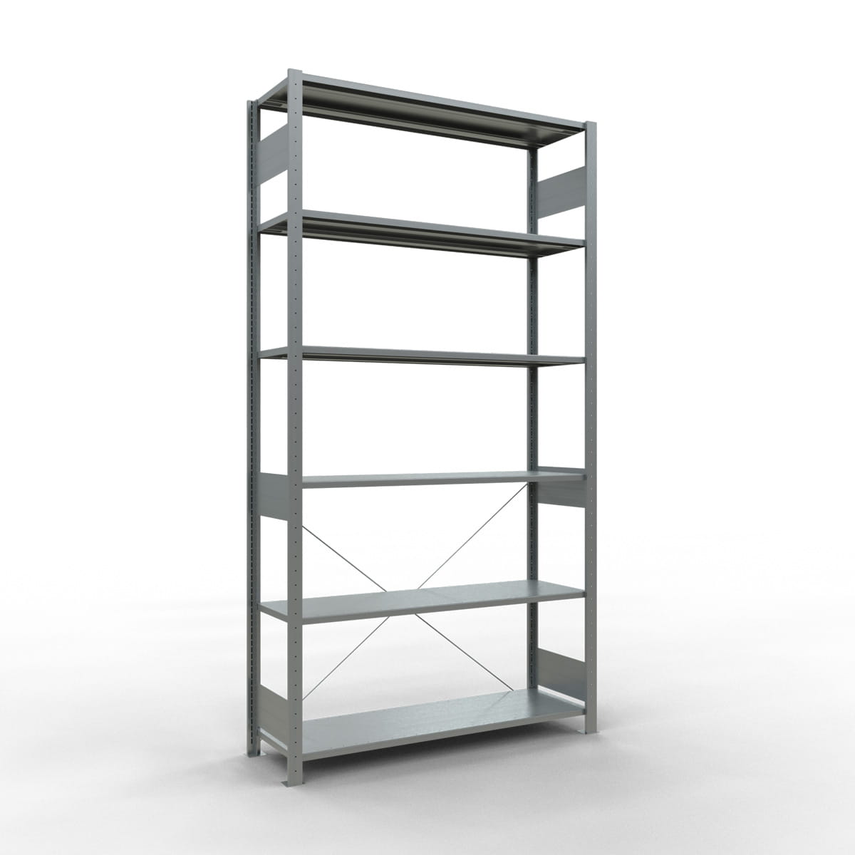 Fachbodenregal SCHULTE | Stecksystem | Grundregal | H 2500 x T 400 x L 1300 mm | 6 Fachböden | Fachlast 150 kg