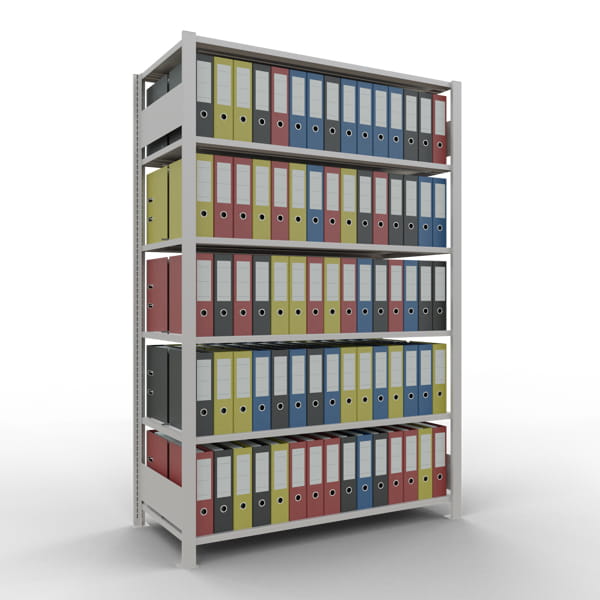 Büroregal SCHULTE | Grundregal | H 2000 x T 600 x L 1300 mm | für 160 Ordner | 6 Fachböden | doppelseitig | lackiert