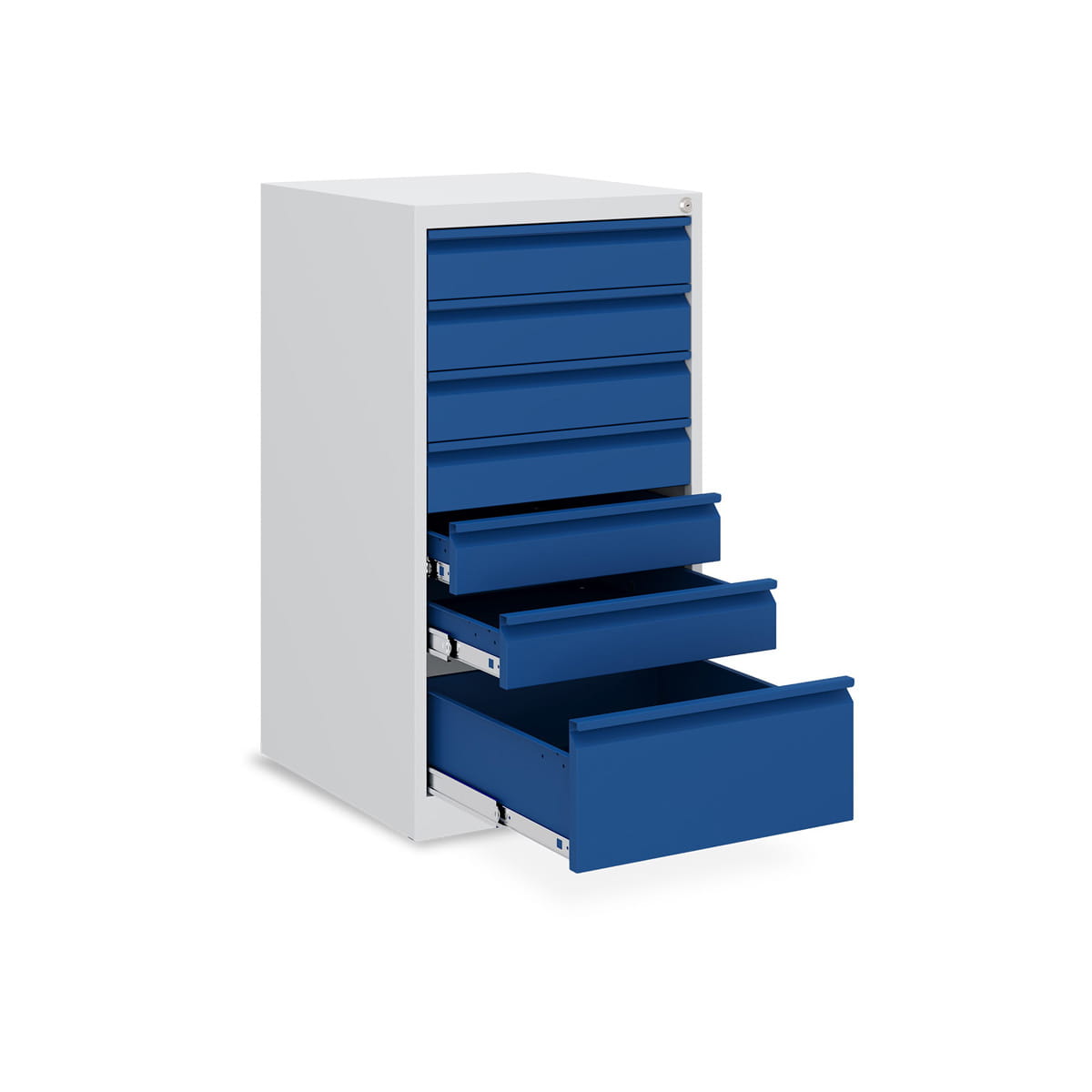 Schubladenschrank | Stahlschrank | B 500 x T 500 x H 900 mm | 7 Schubladen | Lichtgrau