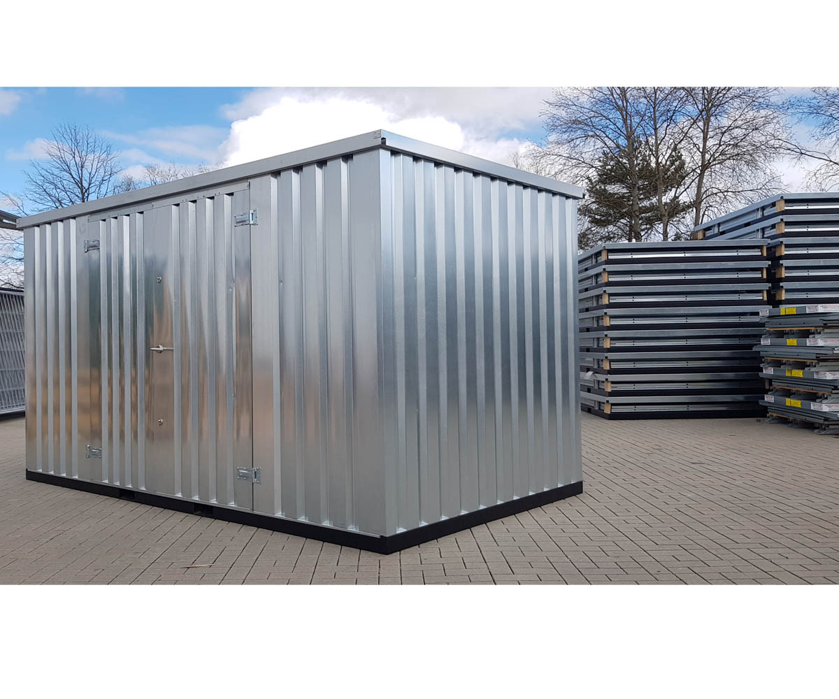 Materialcontainer MC6 verzinkt | H 2090 x B 2142 x T 5882 mm | Tür längsseitig zweiflügelig