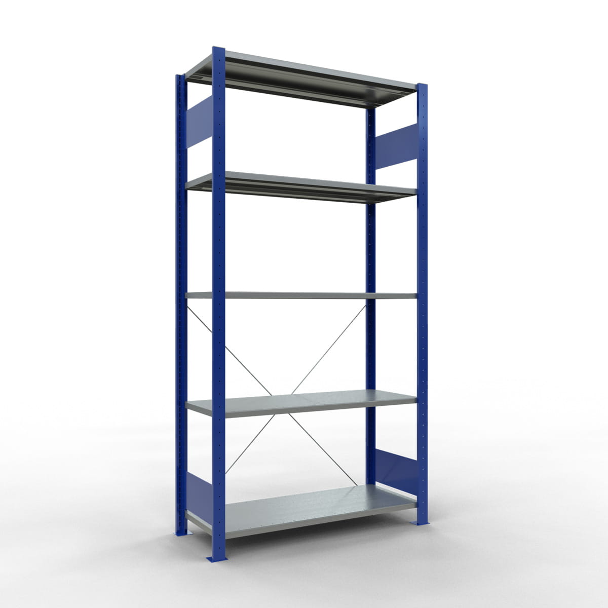 Fachbodenregal SCHULTE | enzianblau | Stecksystem | Grundregal | H 2000 x T 400 x L 1000 mm | 5 Fachböden | Fachlast 150 kg