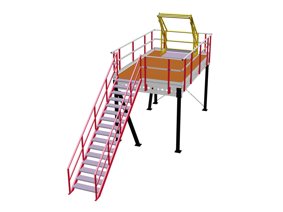 Lagerbühne 3x5m | Tragkraft 500 kg/m² | mit Treppe, Geländer und Übergabestelle