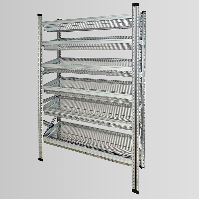 Wannenregal | Schüttgutregal | Grundregal | H 2000 x T 400 x L 1200 mm | 6 Gitterwannen-Ebenen | Fachlast 145 kg