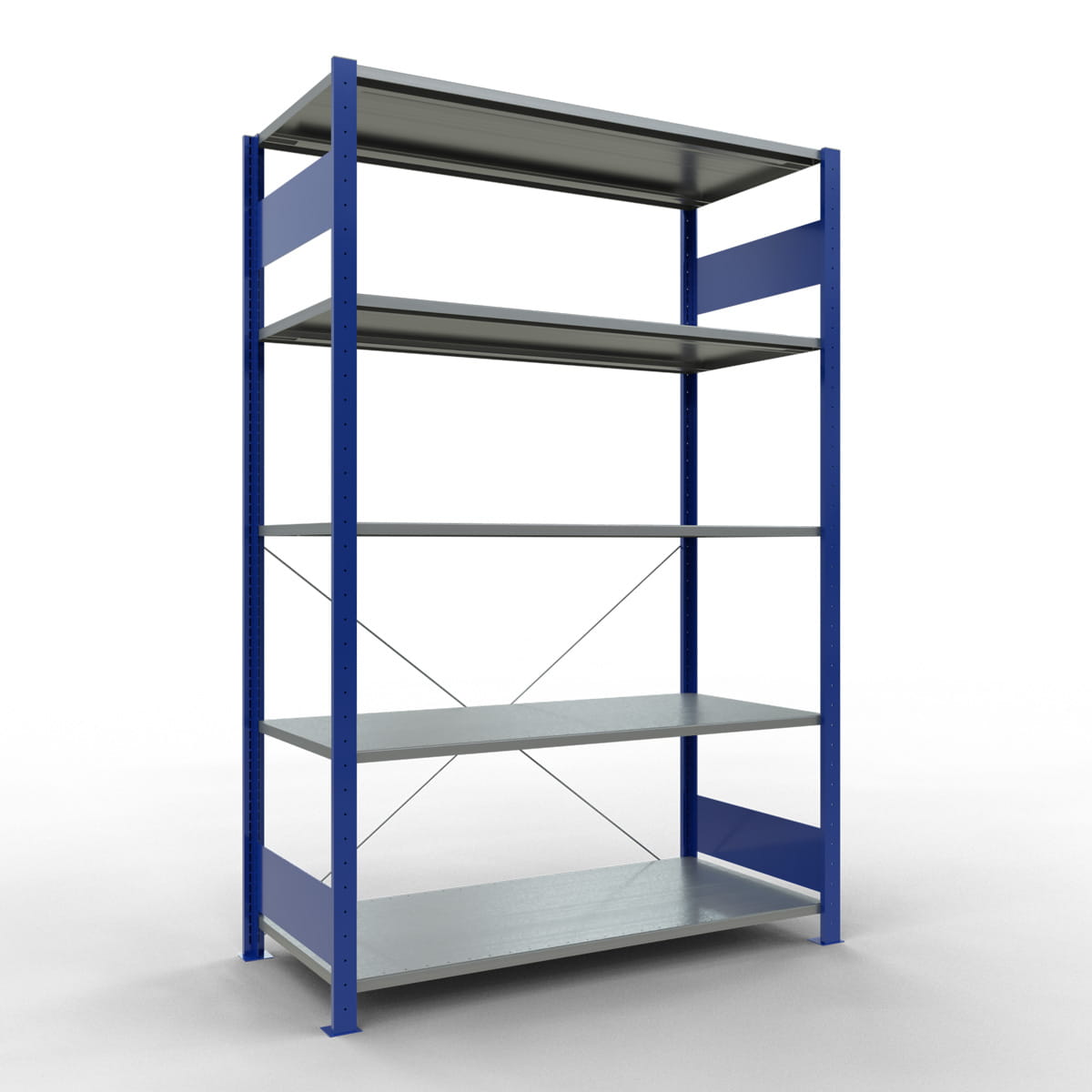 Fachbodenregal SCHULTE | enzianblau | Stecksystem | Grundregal | H 2000 x T 600 x L 1300 mm | 5 Fachböden | Fachlast 150 kg