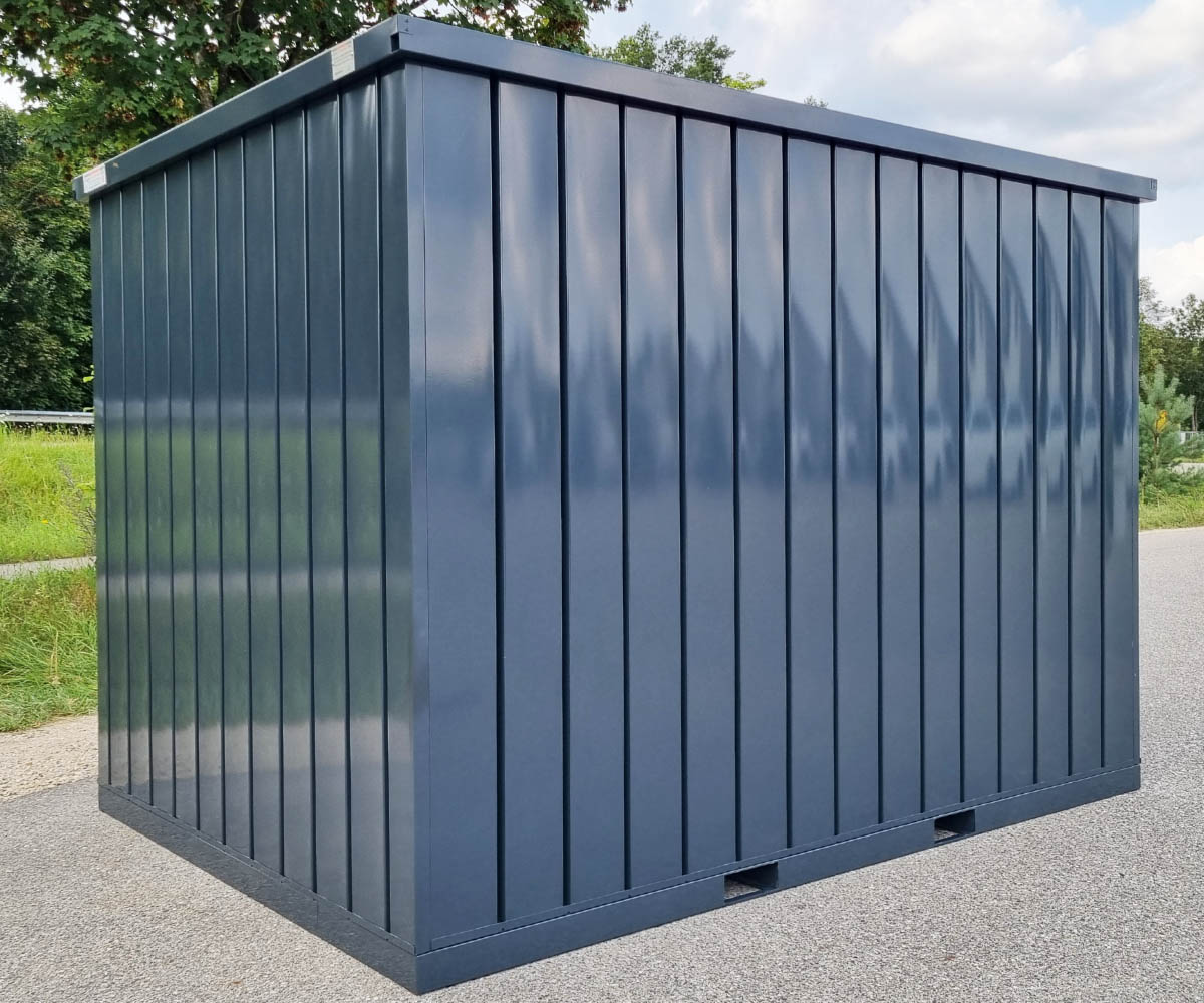 Materialcontainer MC4 lackiert RAL 7016 Anthrazitgrau | H 2090 x B 2142 x T 3882 mm | Tür längsseitig zweiflügelig