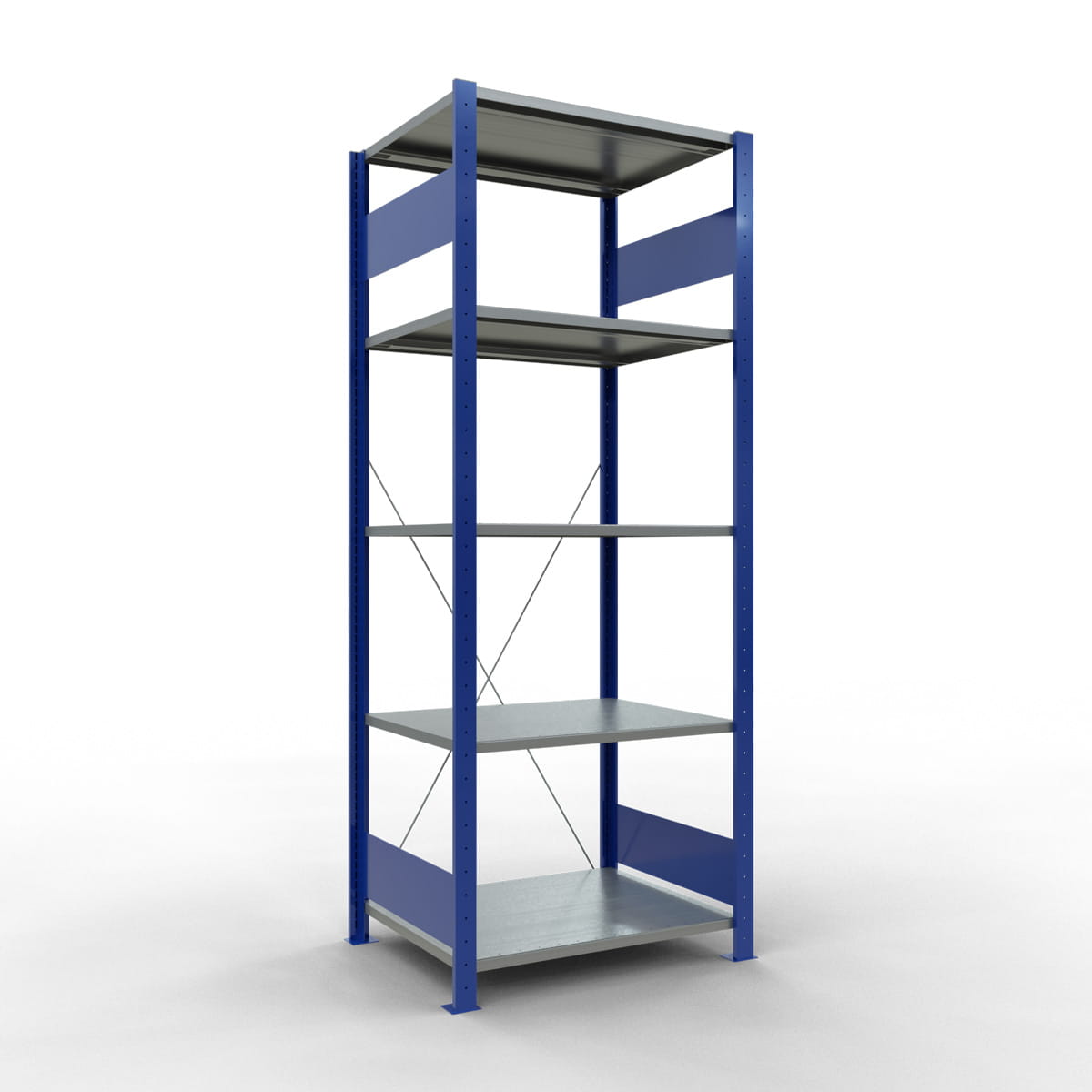 Fachbodenregal SCHULTE | enzianblau | Stecksystem | Grundregal | H 2000 x T 600 x L 750 mm | 5 Fachböden | Fachlast 150 kg