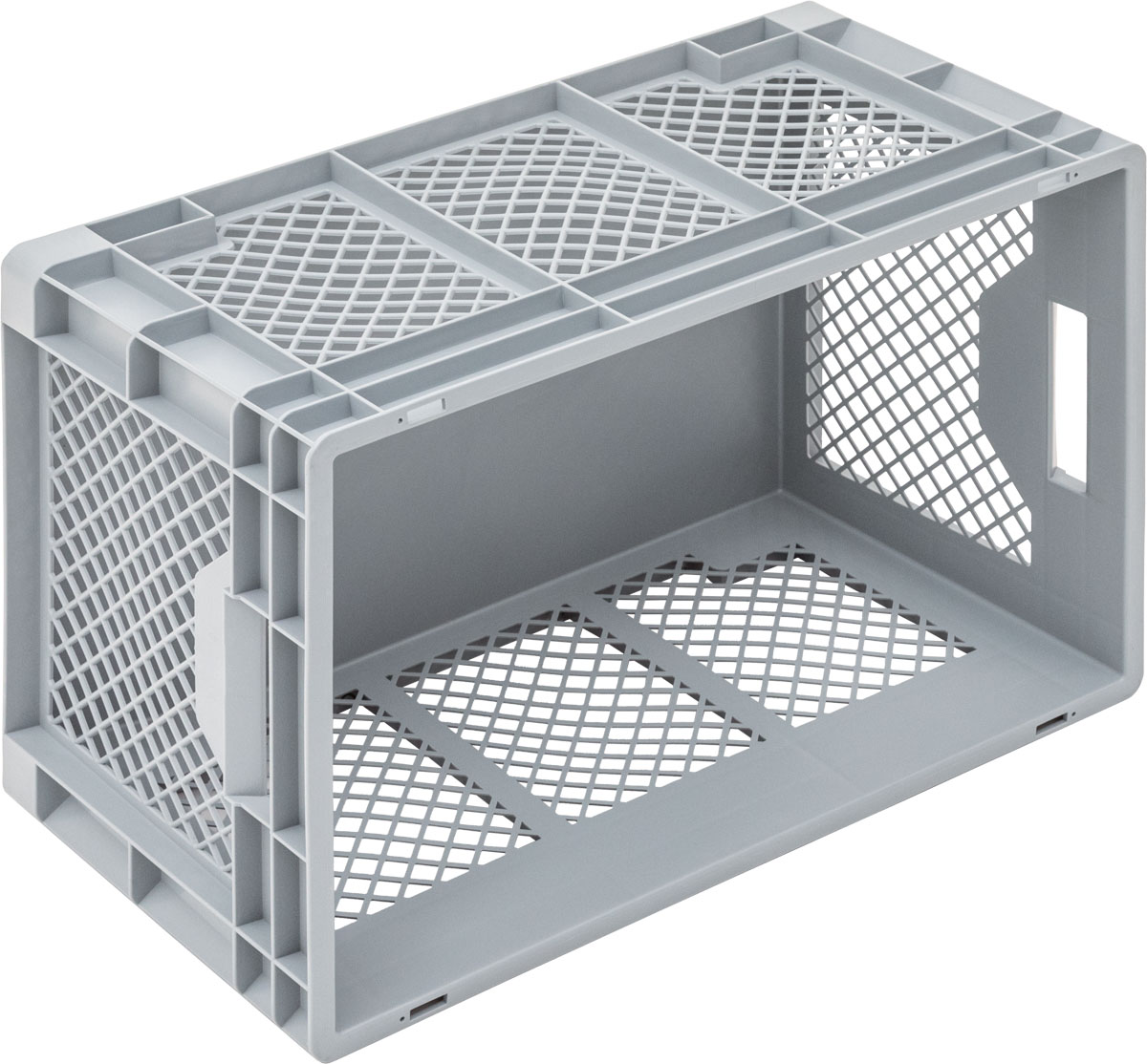 Eurobehälter NEWBOX | 600x400x320 mm | Boden geschlossen | Seitenwände durchbrochen