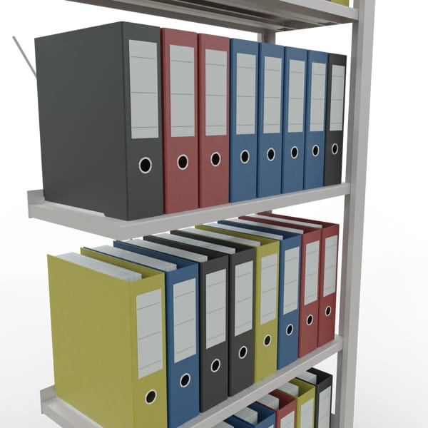 Büroregal SCHULTE | Anbauregal | H 1800 x T 300 x L 750 mm | für 36 Ordner | 5 Fachböden | einseitig | lackiert