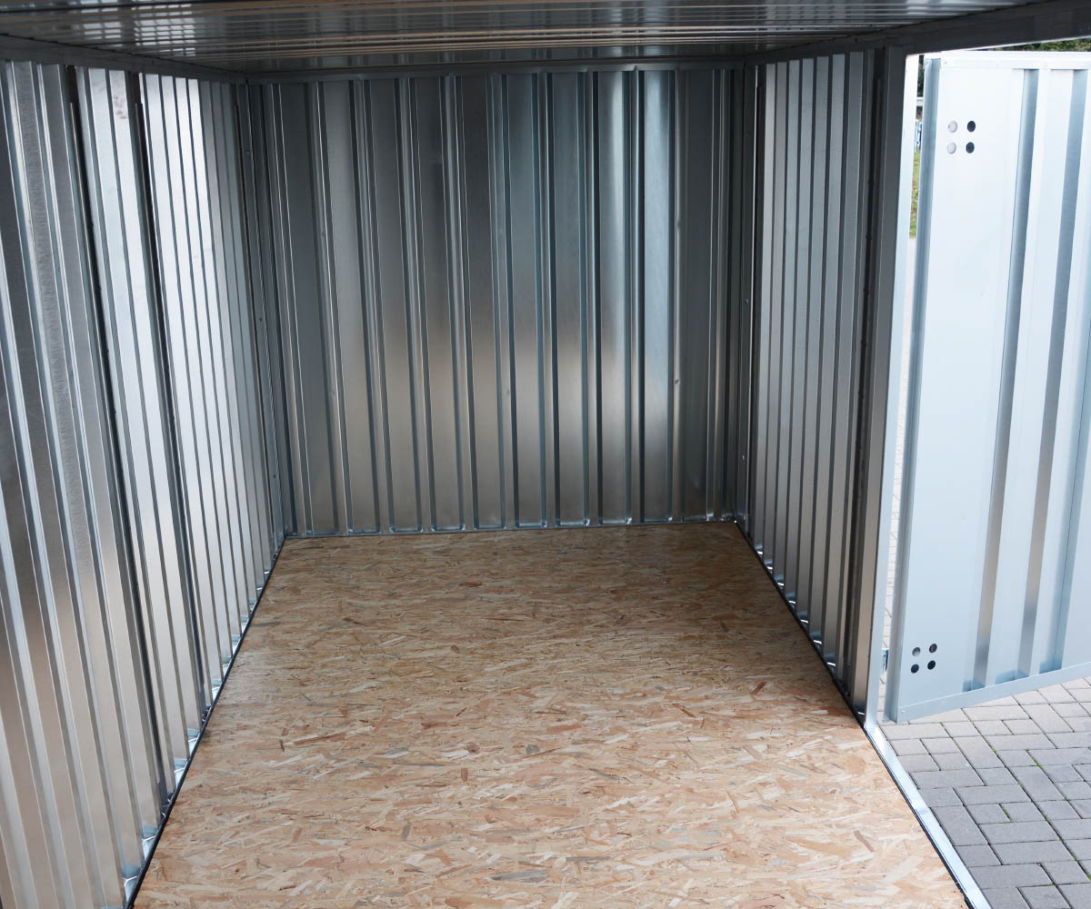 Materialcontainer MC3 verzinkt | H 2090 x B 2142 x T 2950 mm | Tür längsseitig zweiflügelig