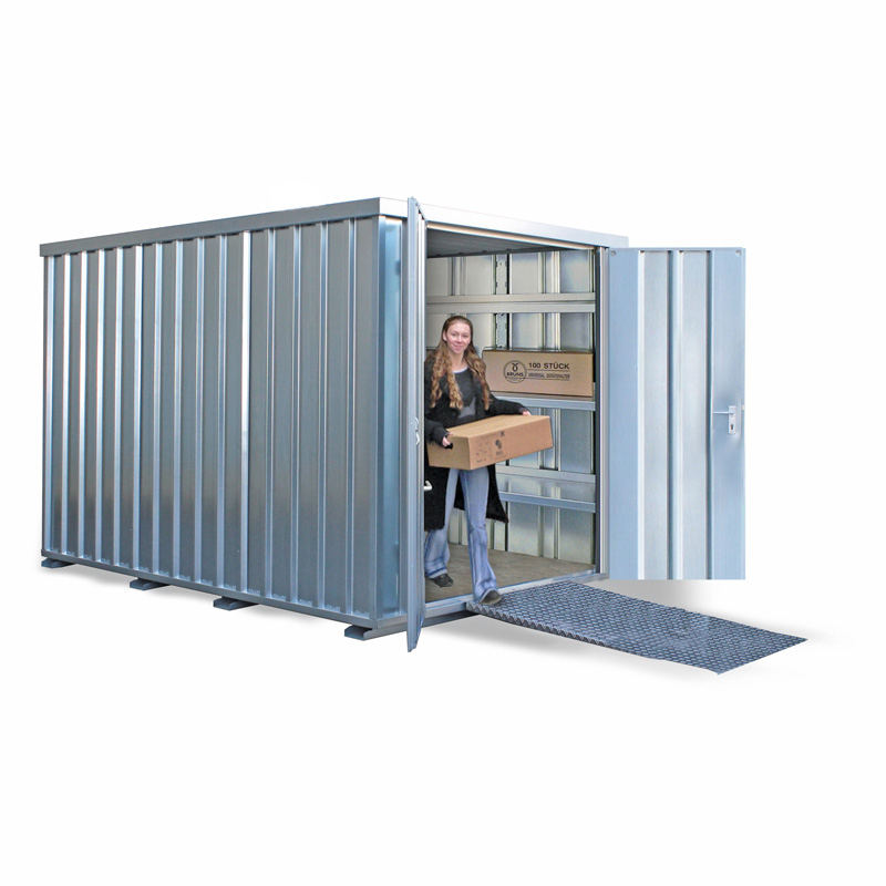 Lagercontainer Schnellbaucontainer SC40 | H 2445 x B 2300 x T 12200 mm | Tür stirnseitig 2-flügelig