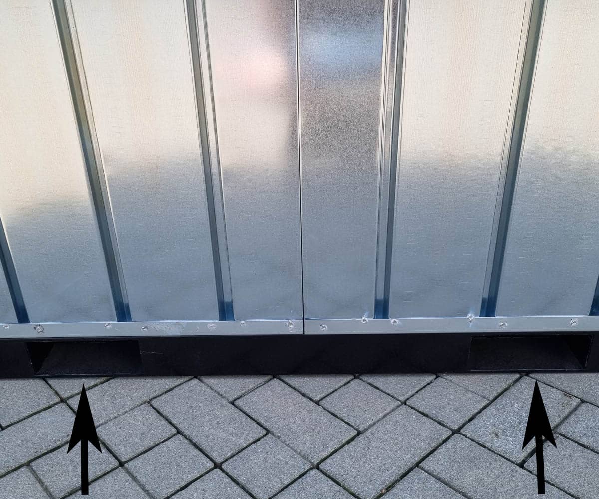 Materialcontainer MC1 lackiert RAL 7021 Schwarzgrau | H 2090 x B 1500 x T 2280 mm | Tür stirnseitig einflügelig